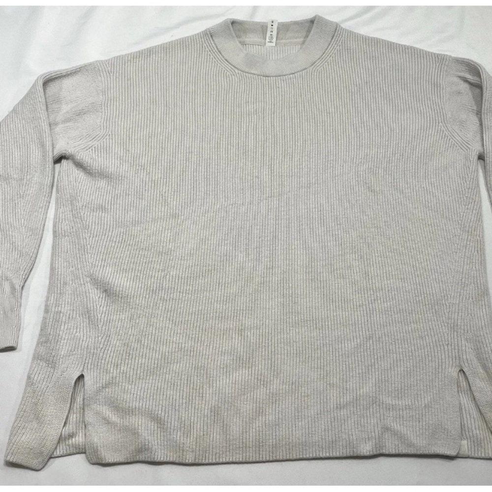 Lululemon Merino Wool Blend Crewneck Sweater 12 Beige Cream (1)